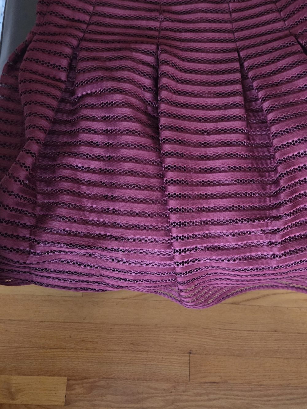 Ashley Graham x Beyond Clouds Maroon Striped Mesh Fit & Flare Dress - Size 14 - Picture 5 of 12